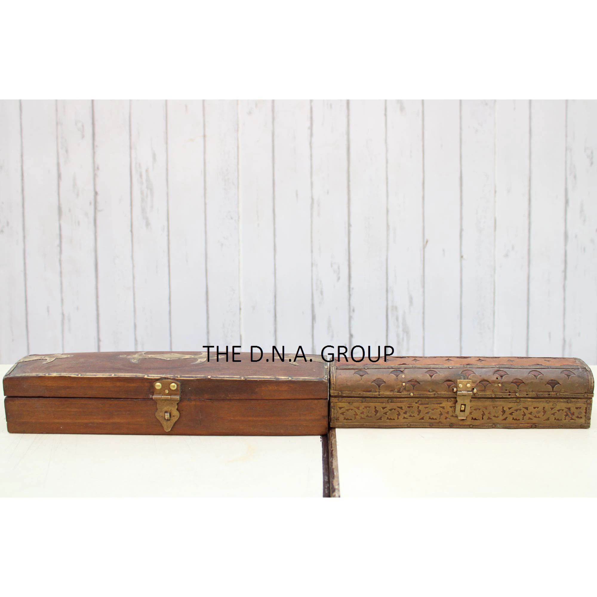 Деревянная латунная регулируемая коробка старинная деревянная старый уникальный дизайн набор из 2 шт.