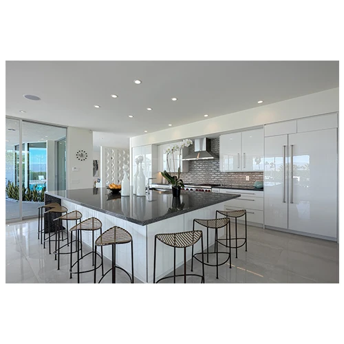 Modular modern design White high glossy finish 2 pac plywood Kitchen Cabinet