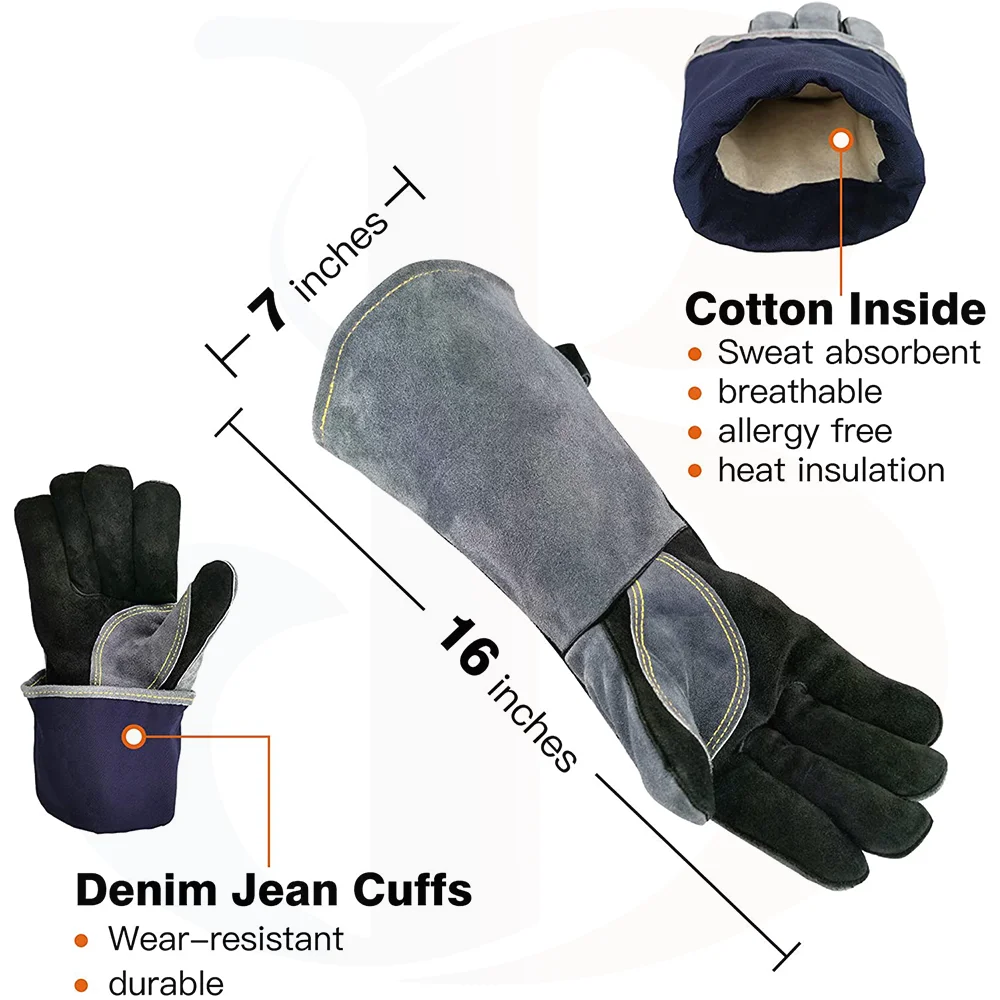  Кожаные сварочные перчатки с кевларовым швом жаростойкие тяжелые Duty16 дюймовые защитные для камина индивидуальные PK