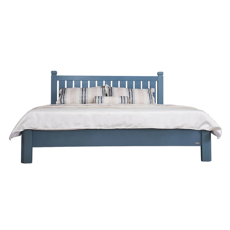 NOVA YHAA005 Sturdy Slat Bed Design Ink Blue Bed Crafts Style Furniture Kingsize Bed