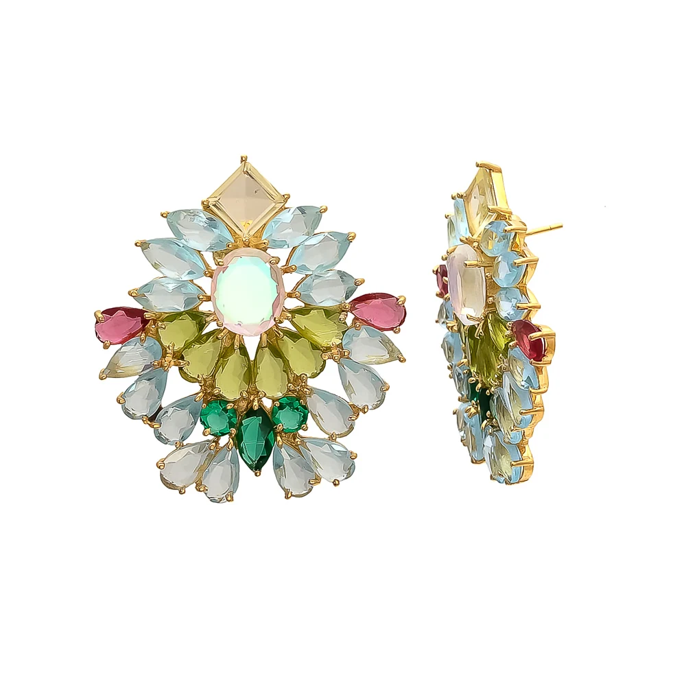 Multi Colorful Ladies Teardrop Dangly Glitter Colored Ladies Jewelry Earrings