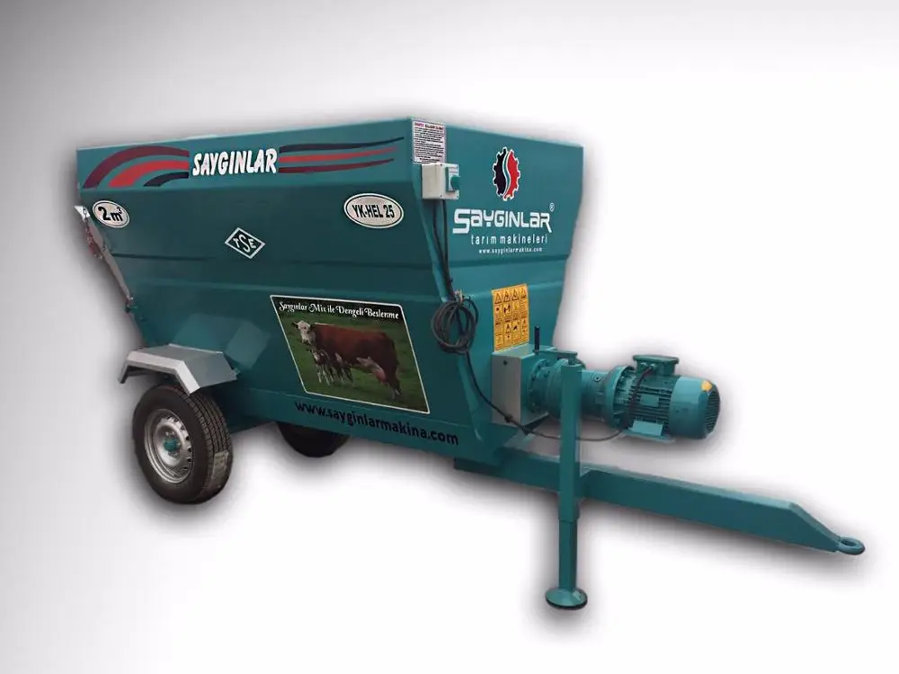 Livestock Feeding Equipment Horizontal Auger Tractor Pto Powered 2m3 Feed Mixer