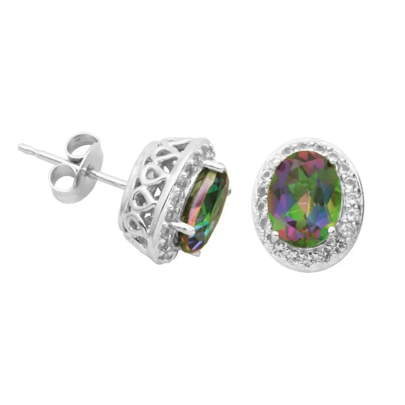 
Natural mystic topaz 925 silver stud earring 