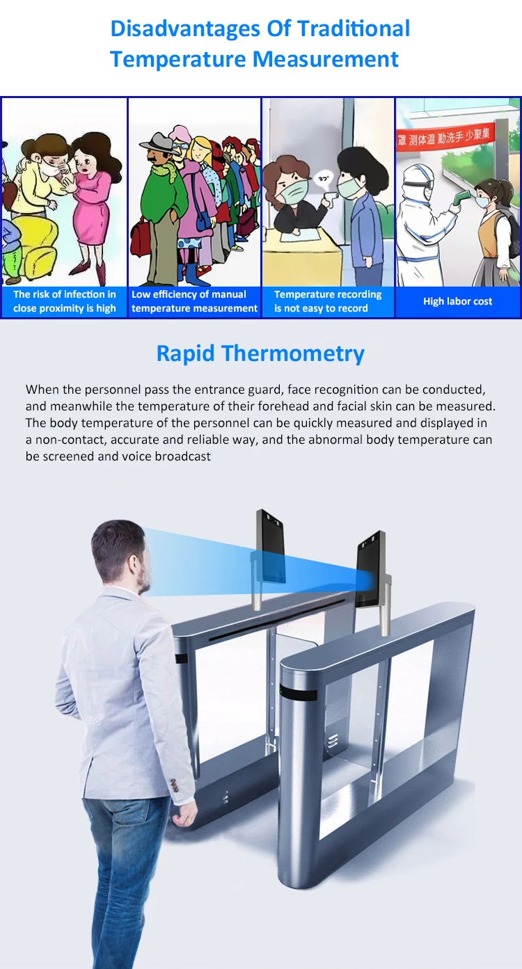 8 Inch 3D LCD Display Face Recognition Camera Wrist Temperature Measurement Thermal