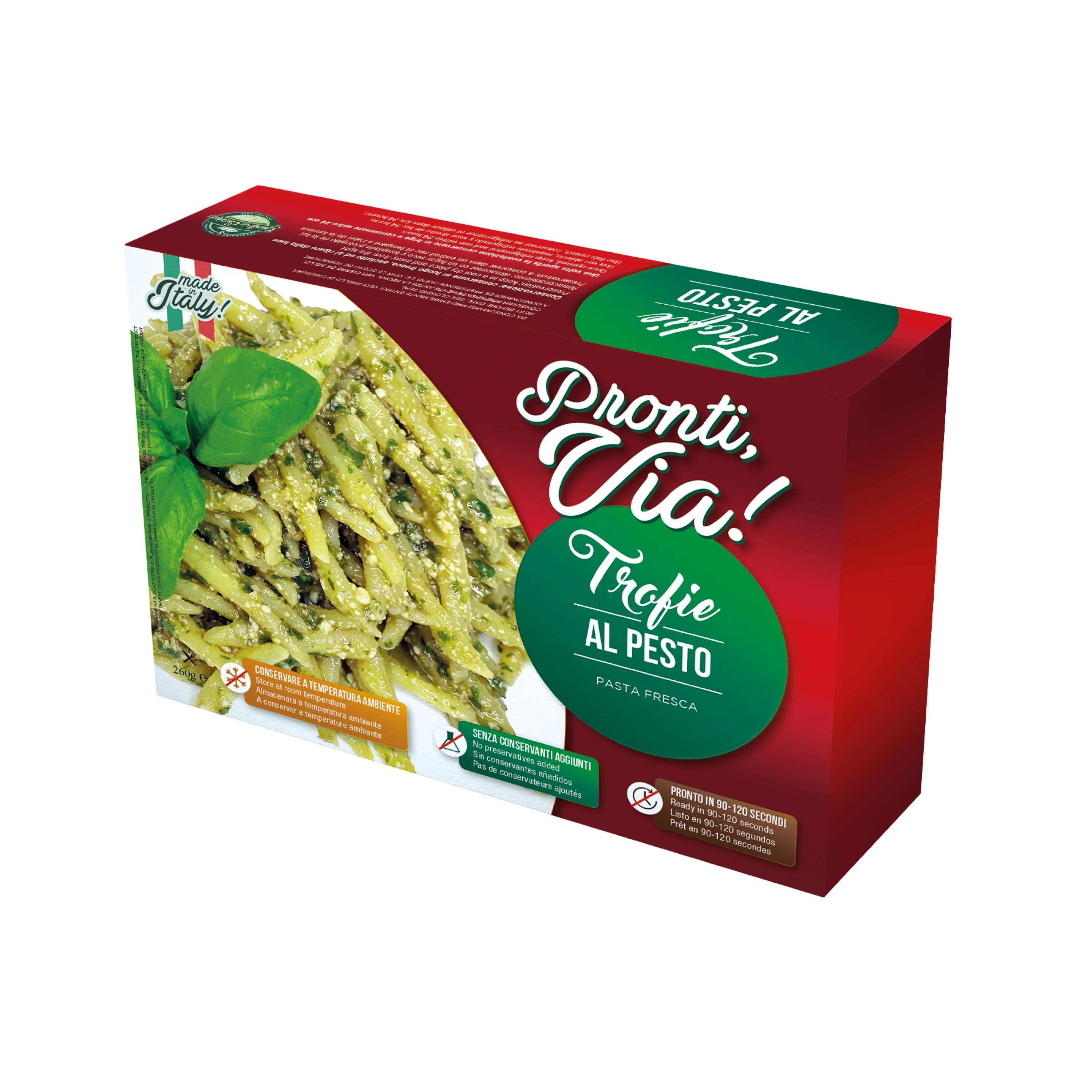 Готовая к употреблению свежая паста Премиум-Качества «PRONTI VIA» Pesto Trofie 300 г