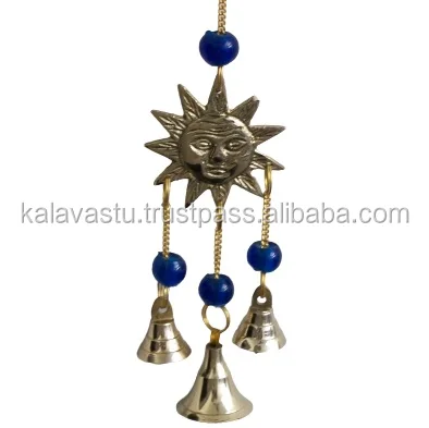 Brass Bell Wind Chimes with Fish Metal 3 Brass Bells Good Luck Chime Religious Style Model for Gifts