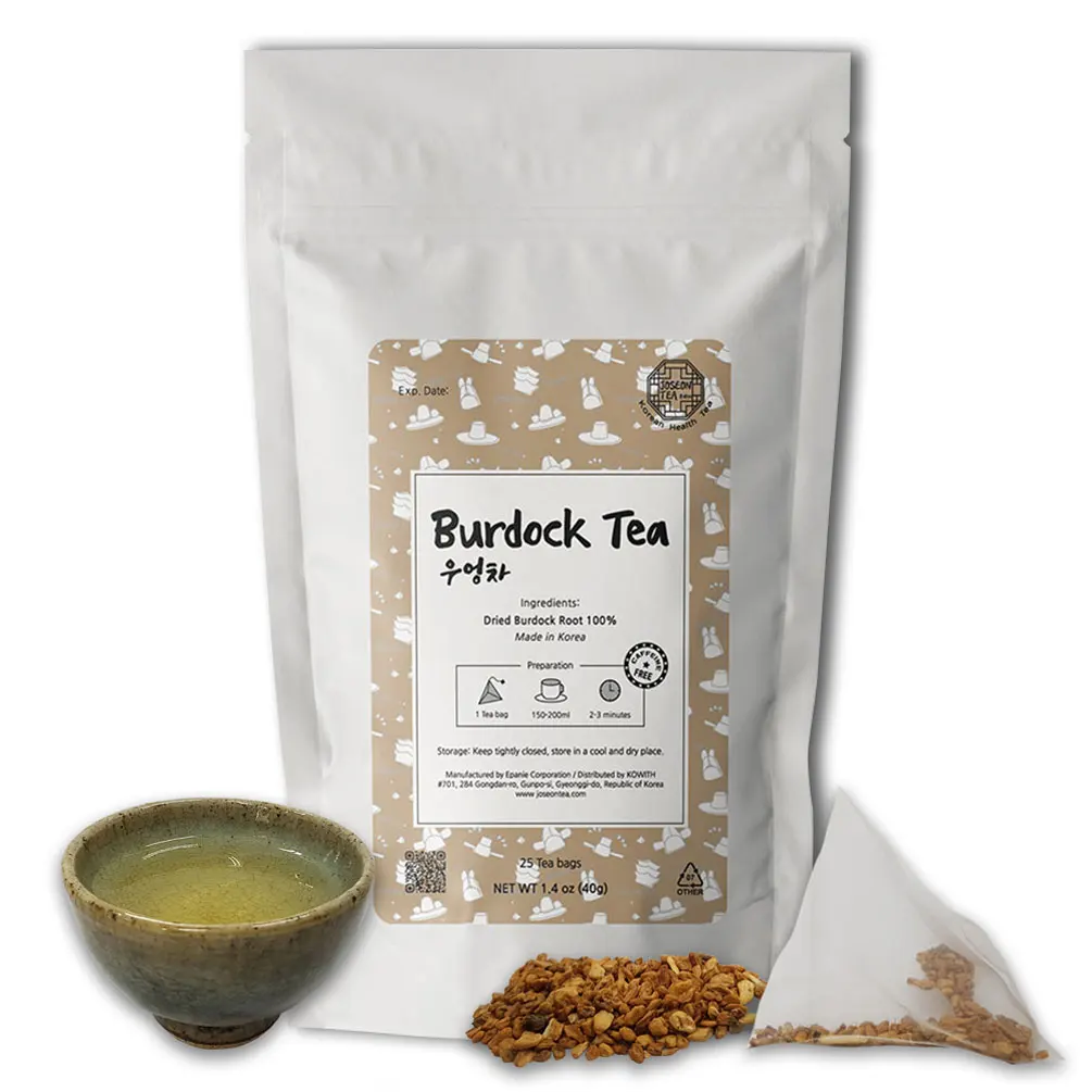 Корейский чай для похудения, чай из корней заусенцев в пирамидном фильтре, чайные пакетики, Сделано в Корее