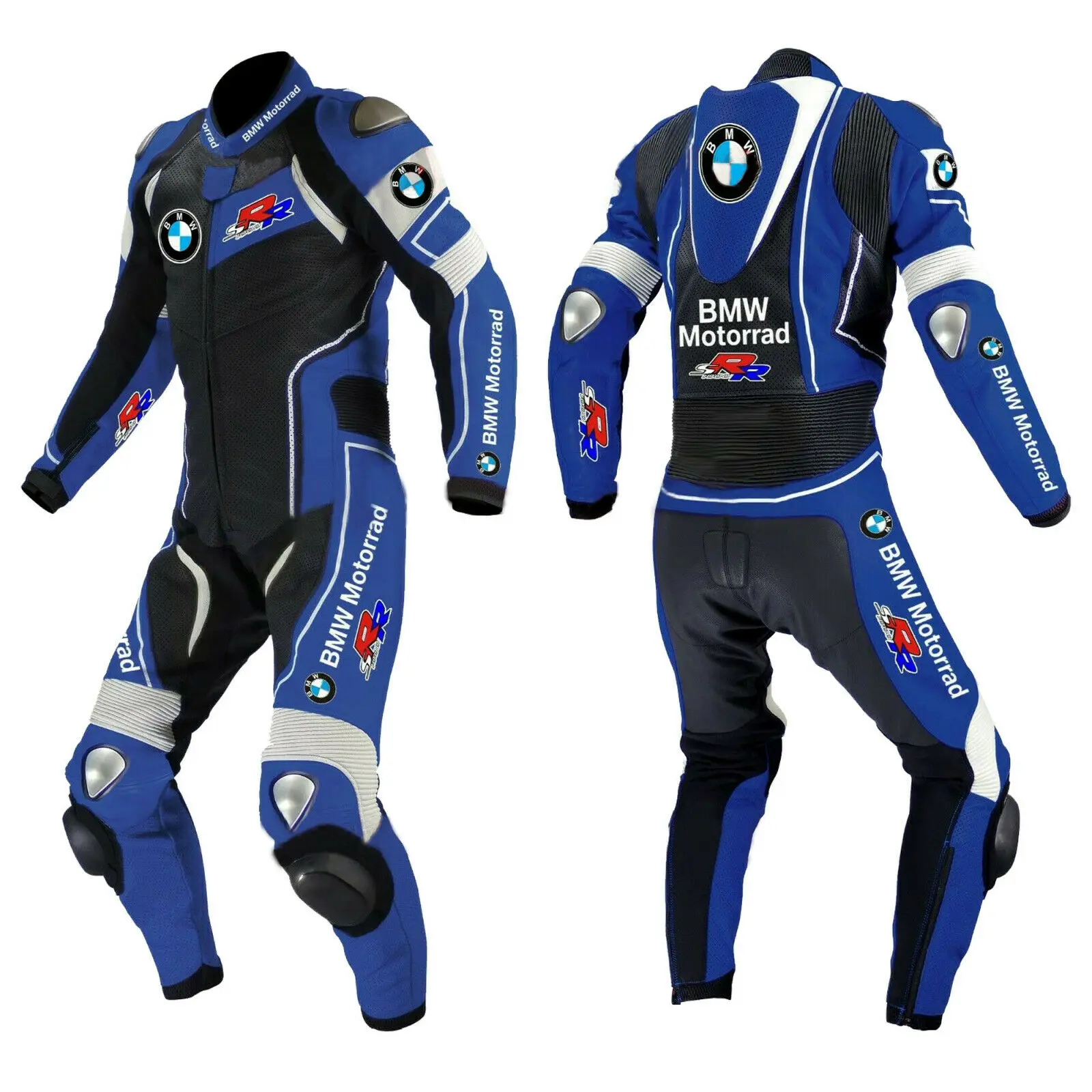 Genuine Cowhide Leather motorcycle racing jacket with Safety Pads on knees and Stretch panels  at the waist(SS-008)
