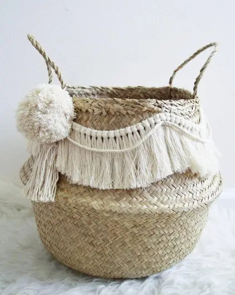 Direct supplier natural material storage basket Eco-friendly seagrass storage basket handwoven seagrass basket seagrass bag