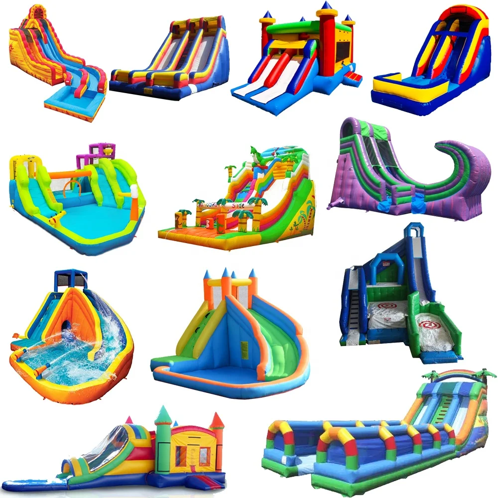 Cheap Heavy Duty Giants Water Slide Inflatable Water Pool Escape Dry Bouncer Slides For Adult Children