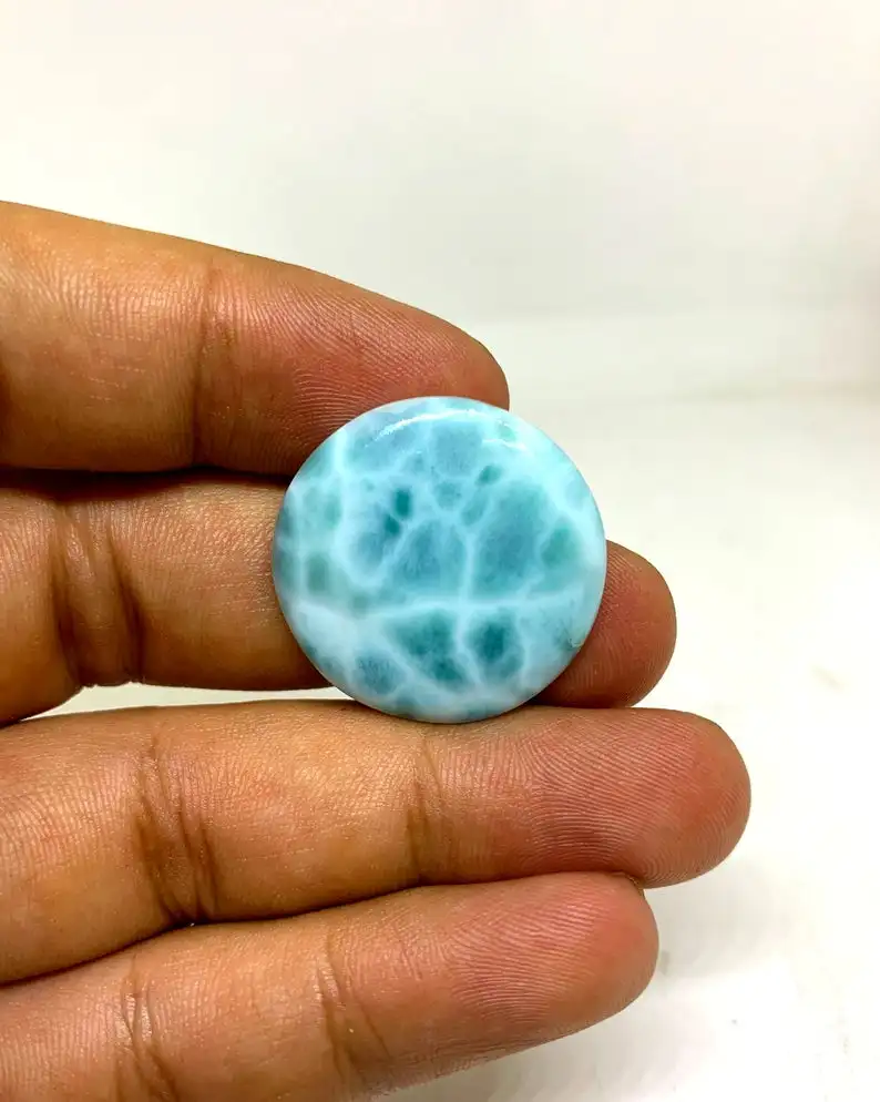 Natural Larimar Smooth Round Cabochon for Jewelry Genuine Flat Back Larimar Smooth Gemstones For Sale at Wholesale Prices Bulk