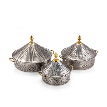 Набор из 3 высококачественных сервировочных кастрюль из нержавеющей стали круглой формы по оптовой цене