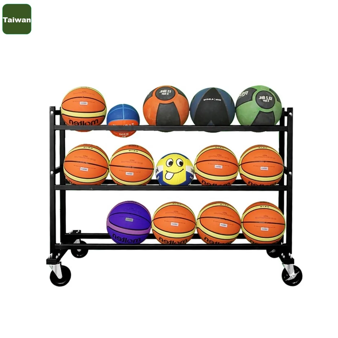 Ball arrangement basket with wheel sports (size: 128.5 × 106 × 42cm) stainless steel ball cart