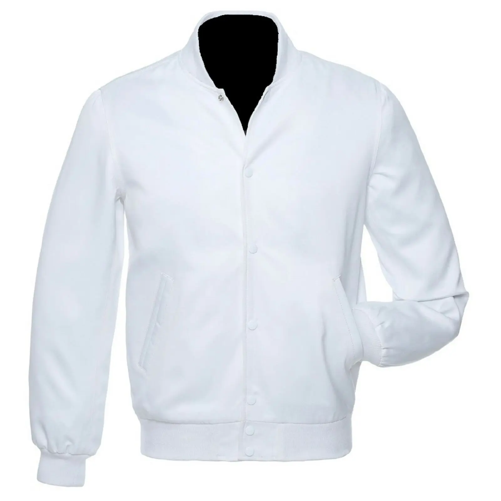 Factory Price Men Full White Satin Bomber Jacket made In Pakistan Sialkot