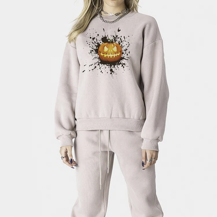 Custom Couples Sweatshirt Cotton Sweatshirt And Pants College Oversized Crewneck Design Unisex Halloween Sweatshirt Sets