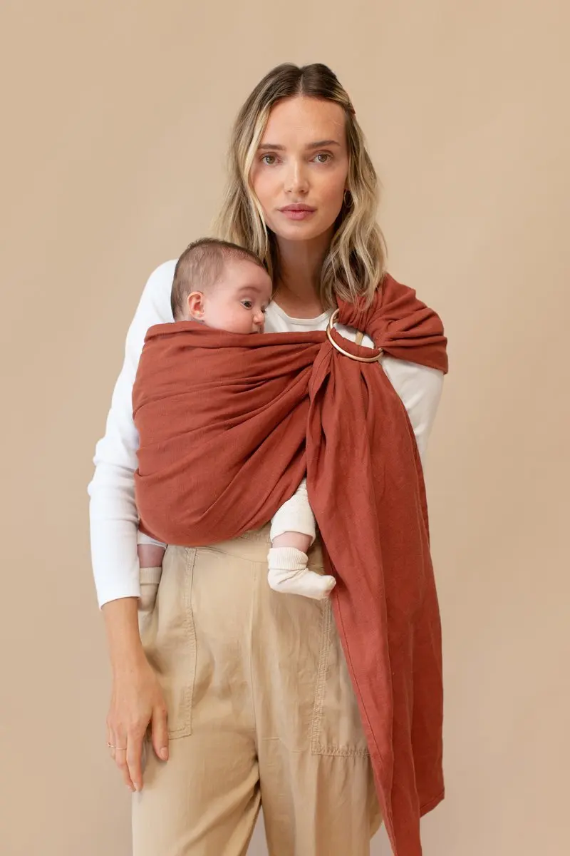 
Lovely Lightweight 68% Bamboo 32% Linen Breathable Light Weight Super Soft Baby Sling Ring Carrier 