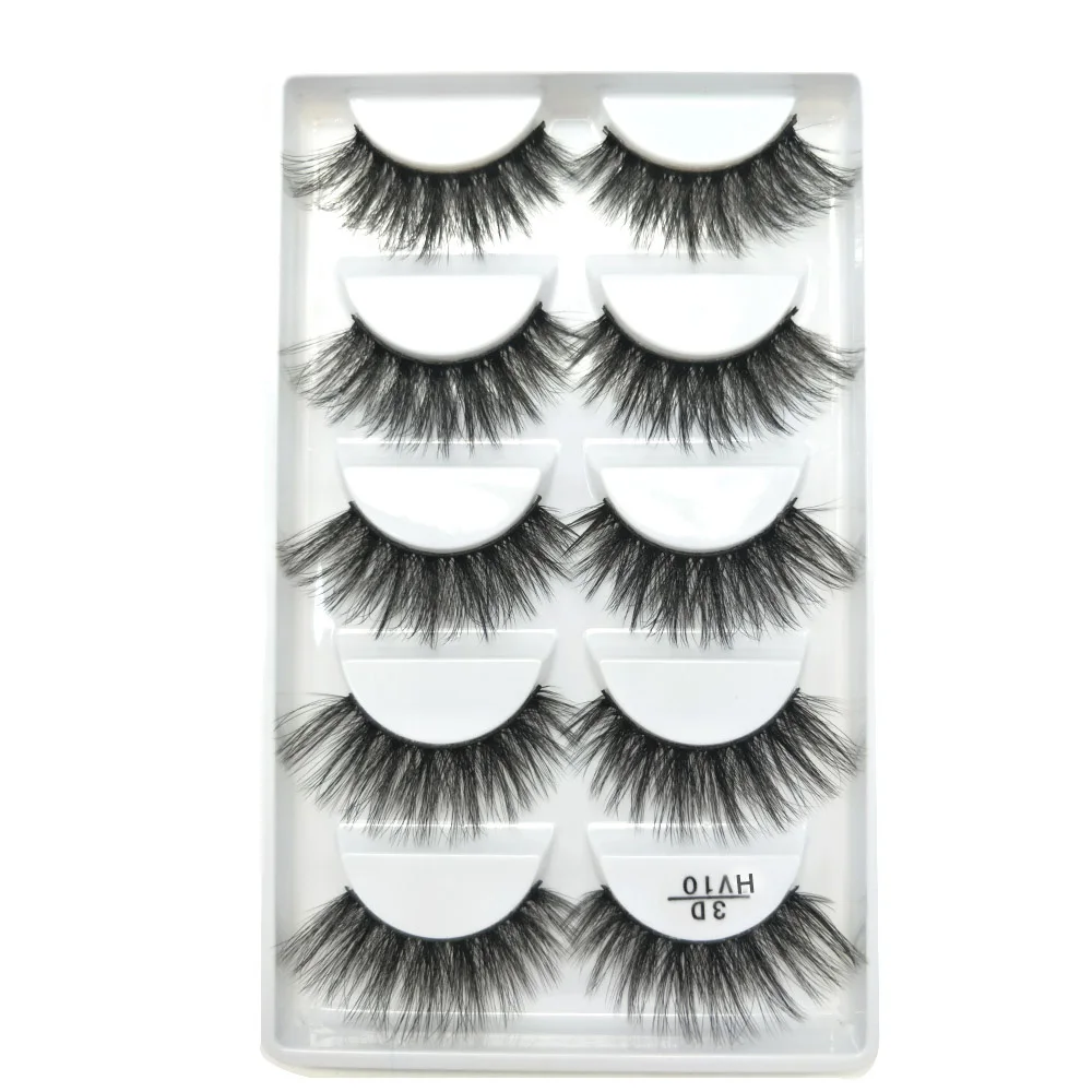 Eub Free Shipping HV series Crisscross natural thick 3D pack 5 pairs false eyelashes private label false eye lash packaging box