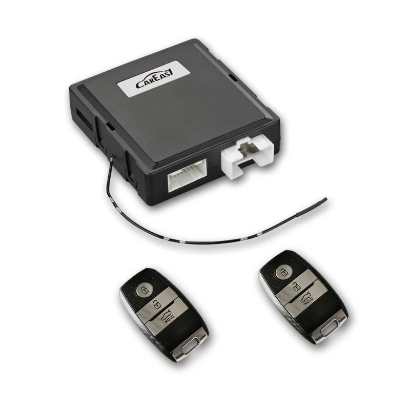 Smart key PKE car alarm keyless push button start system with MTS mode for remote start of Manual Transmission vehicles