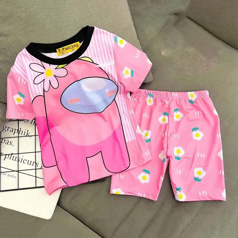 
High Quality Girls Clothing Sets Polyester 3D Printed Animated Cartoon 