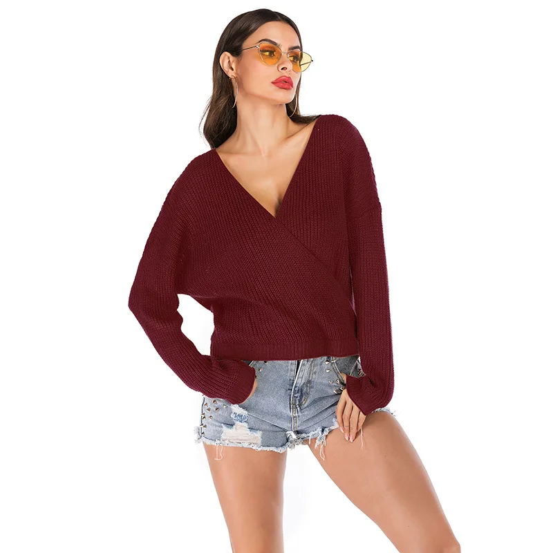 
Sexy Women Backless Manga Larga En Crochet Para Dama Personalizados Sueter 