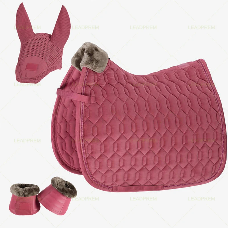 High Quality Extra padded Soft Fur Bareback Horse Riding Saddle Pad with Fur Padded Stirrups