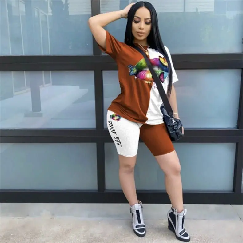 Women 2021 Custom Polyester fiber Summer Spring Leisure Printed Tight Outdoors Crew neck 25-29 years old 18-24 years old