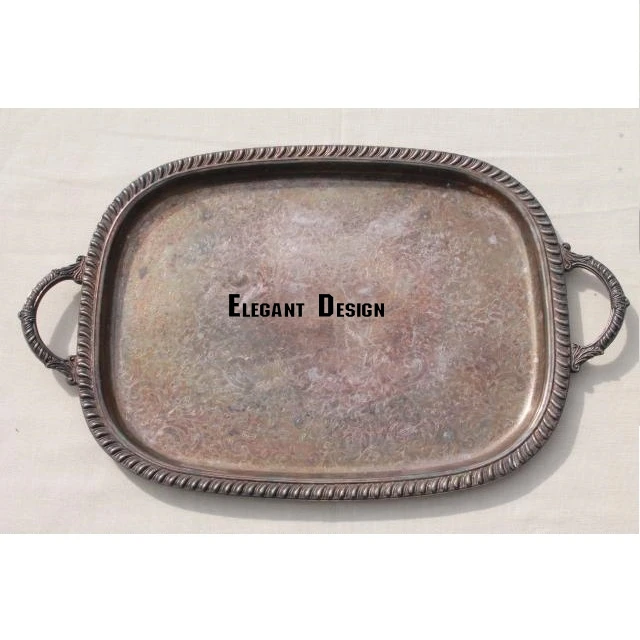 Brass Caddy Serving Tray Hexagon Shape Silver Plated Excellent Quality Newest Designed Special Ornate Brass Serving Tray