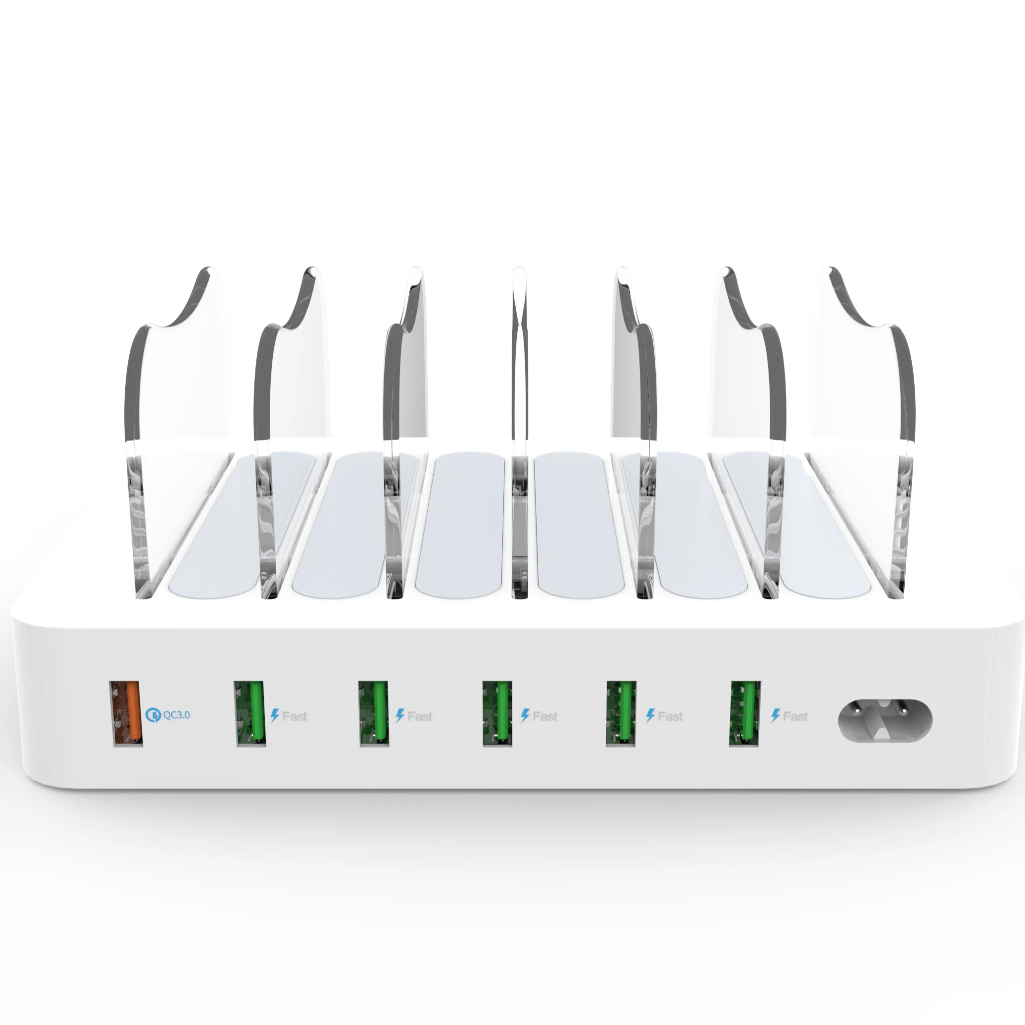 Горячая Распродажа Amazon, зарядная станция 60 Вт с 6 портами, включая 6 USB-кабелей и док-станцию, цветная коробка