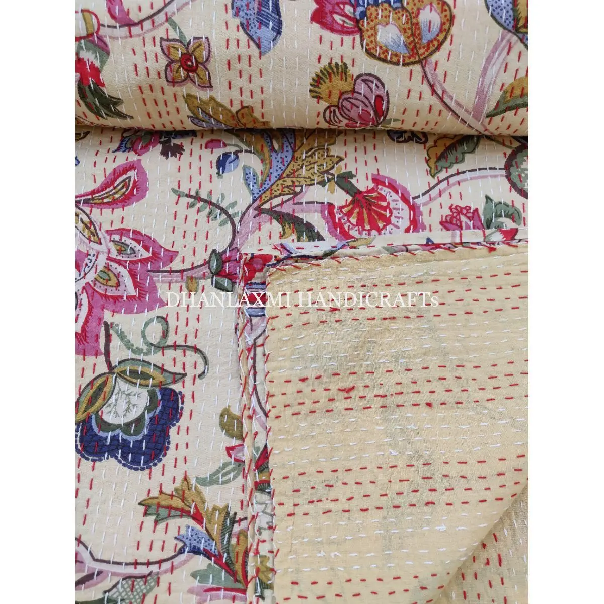 Красивое домашнее декоративное одеяло ручной работы высококачественное богемное с цветочным принтом хлопковое покрывало Kantha оптом