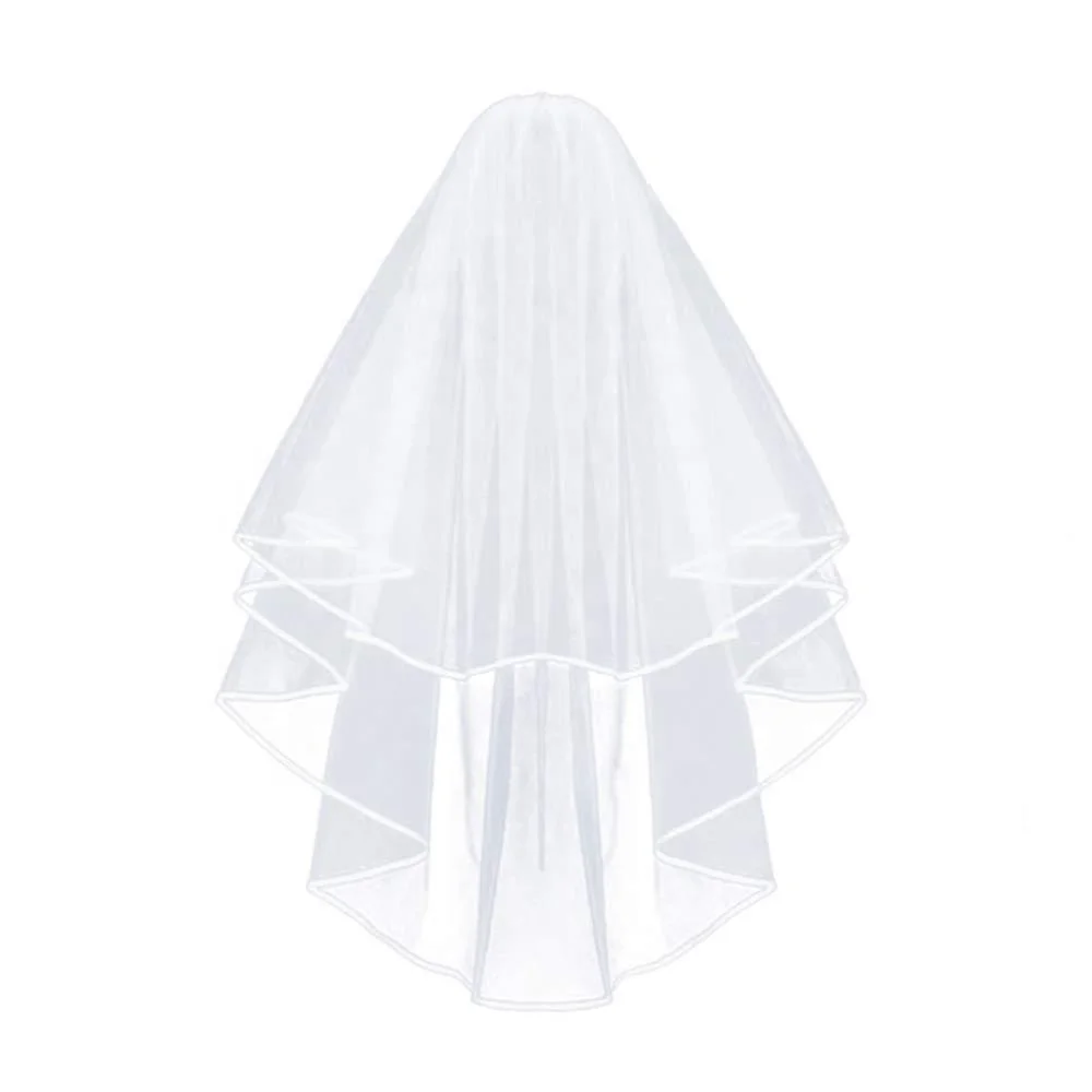 
Short double layer white wedding bride veil for Bridal Shower 