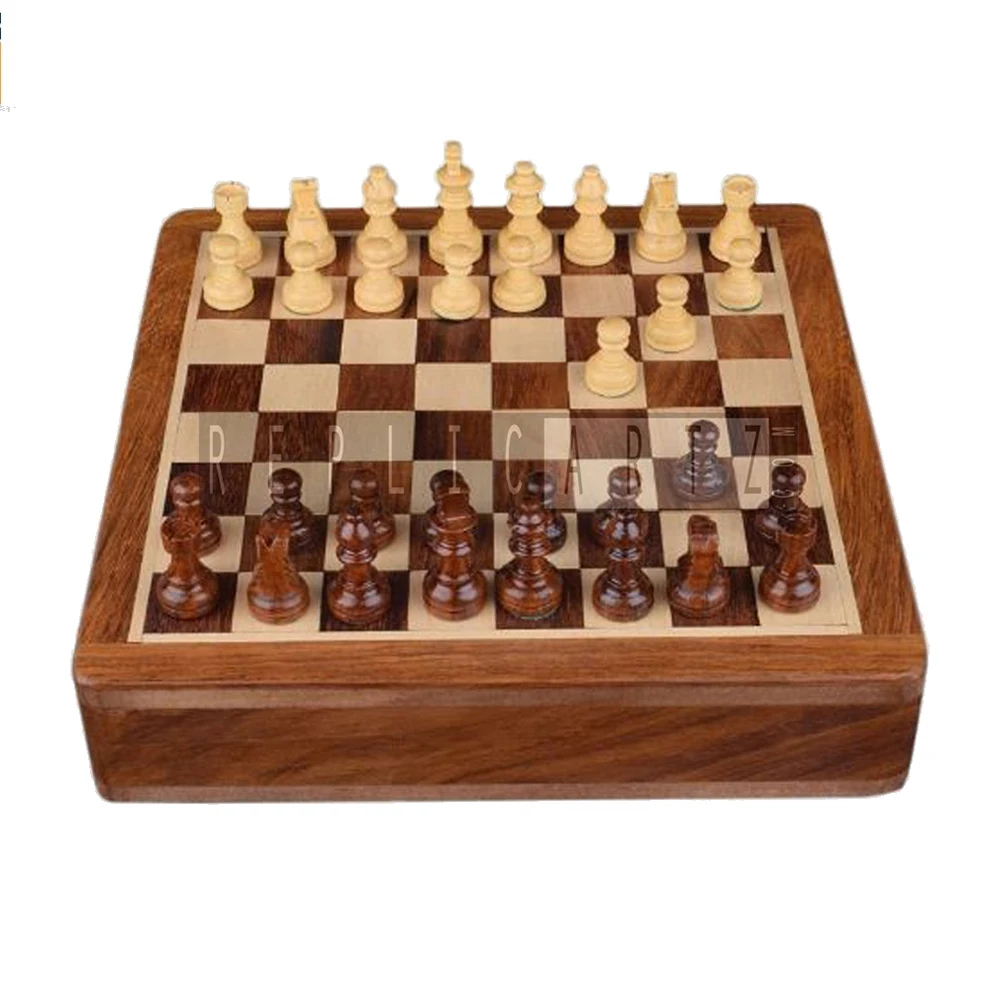 Custom Size Indoor Chess Games Hand Carved Wood, Wooden Chess Game Board