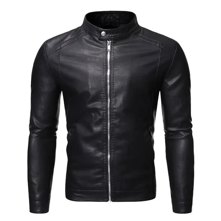 Leather Made Jacket For Men  Front Zipper Waterproof Custom Logo And Design Jacket