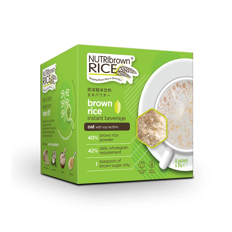 
High Vitamin E NutriBrownRice Brown Rice Instant Beverage (Oat with Soy Lecithin) with Australian Baby Oats 100% Vegan 