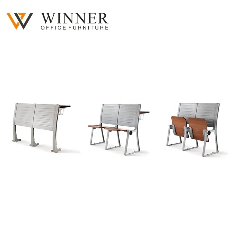 College Furniture 2 Seater School Chair and Desk  Metal Lecture Hall Student University Folded Desks