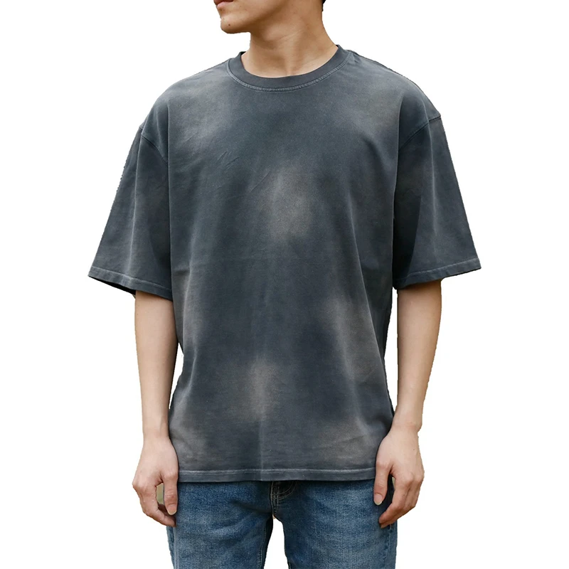 Men Streetwear Gym Tie Dye Bulk 100% Cotton Acid wash Oversize Short-Sleeved Blank Custom Kids T-shirts