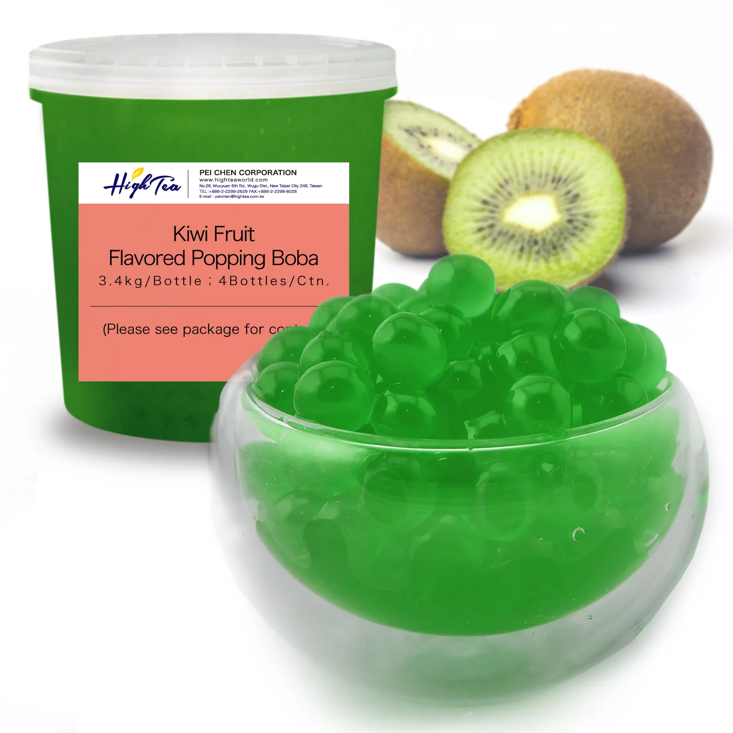 
Wholesale Kiwi Fruit Flavored Popping Boba For Bubble Tea Milk Tea 