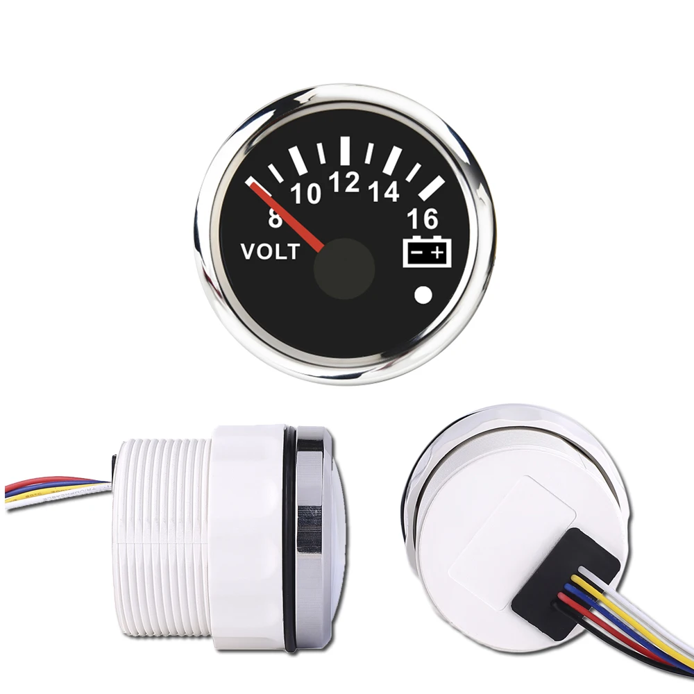 Водонепроницаемый измеритель напряжения для морских и автомобильных автомобилей, 2-1/16 дюйма, 52 мм, 8-16 вольт