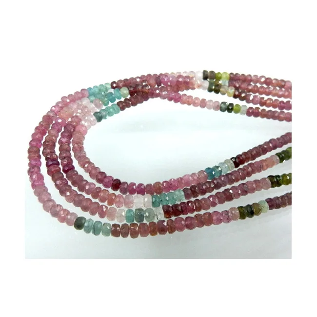 Indian Manufacturer Multi Color Tourmaline Loose Gemstone Faceted Rondelle Beads