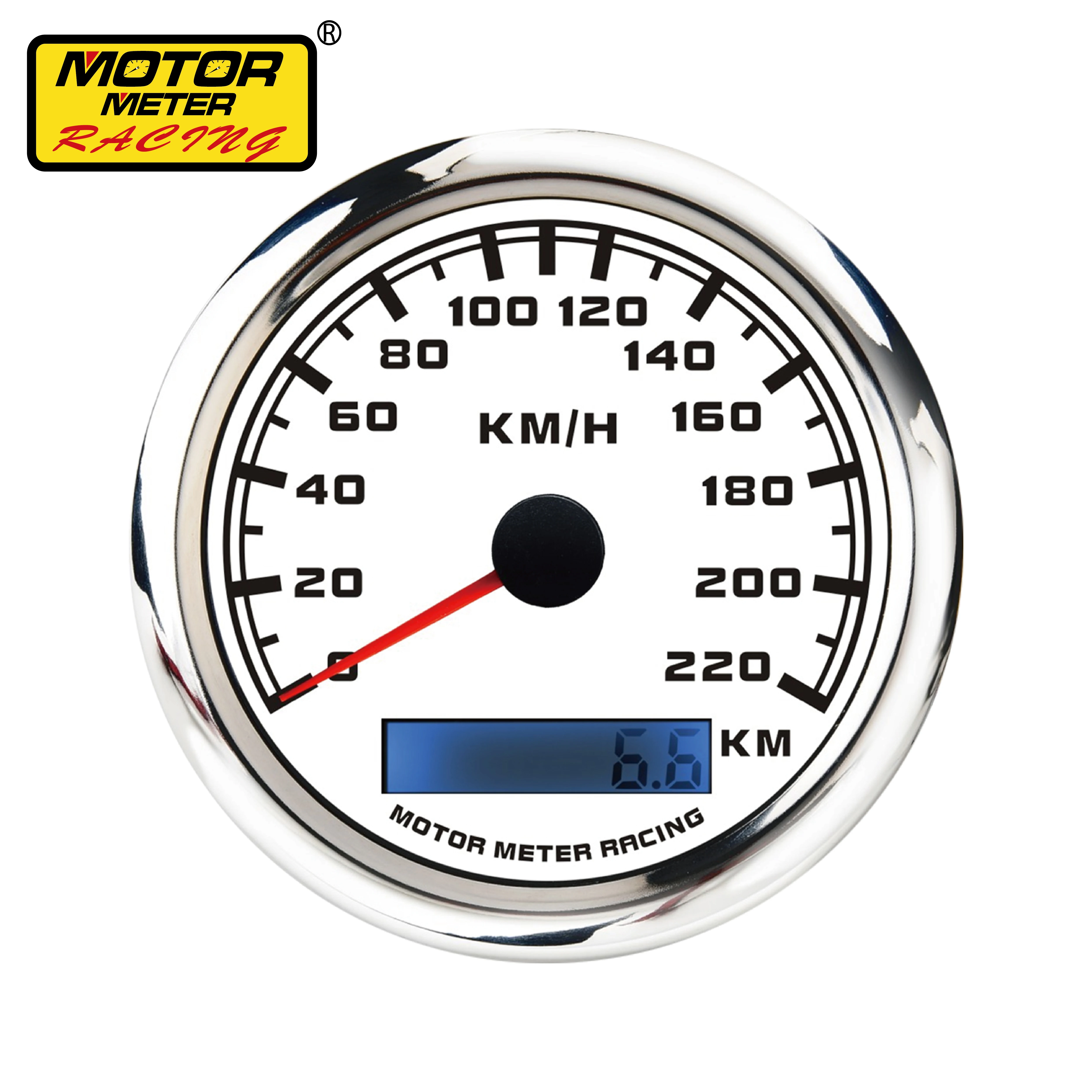 85mm White Faceplate 316 Stainless Steel Rim Analog Electrical 220KMH Speedometer With Odometer For Automobile