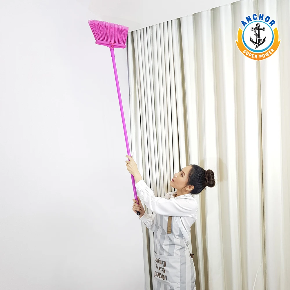 Anchor Floor Sweeper With Long Steel Handle For Wet Floor and Outdoor Cleaning Medium Size Bristles