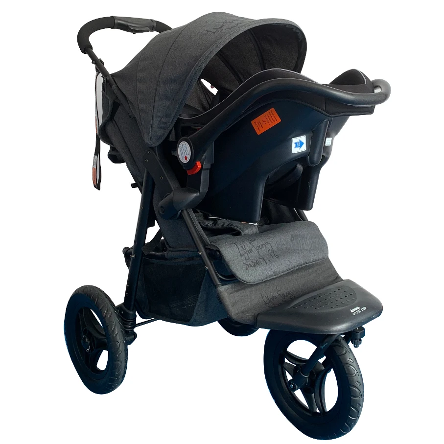 
one hand secure folding backrest recline go jogging one hand folding with big tray and basket overland 3 wheel stroller for baby 