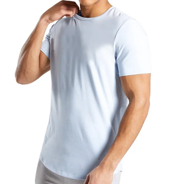 Men T Shirts Curved Hem Slim Fit T Shirt Street Style Shirt Fitness Wear Street Apparel