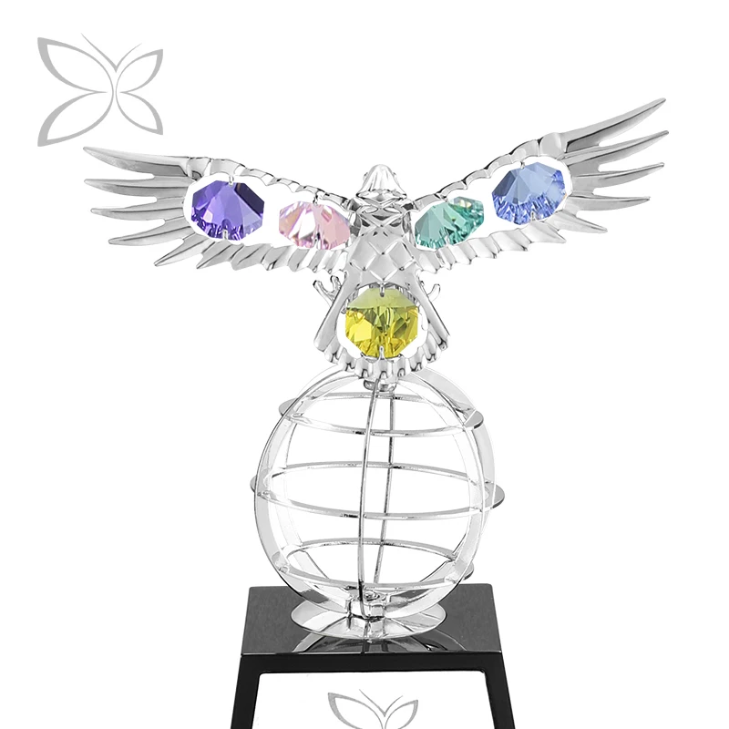 Chrome Plated Metal Eagle Decorated with Brilliant Cut Crystals Trophy Award Corporate Gift