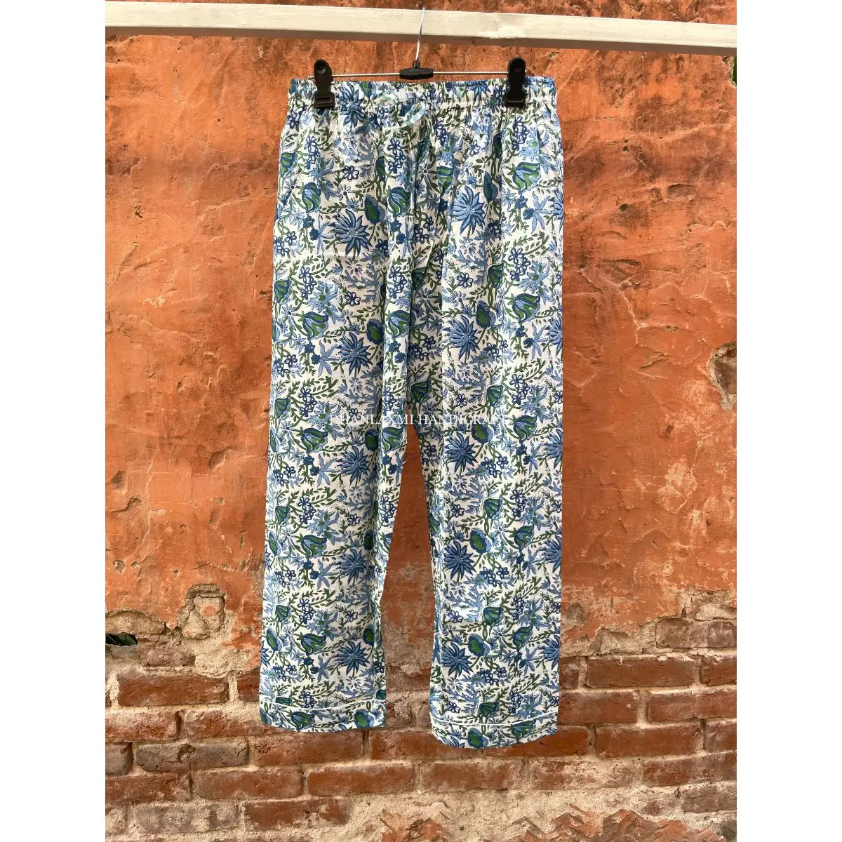 White Organic Indian Night Wear Night Suit Floral Print 100% Cotton Pyjama Set Wholesale Sleepwear Cotton Shirt Trouser