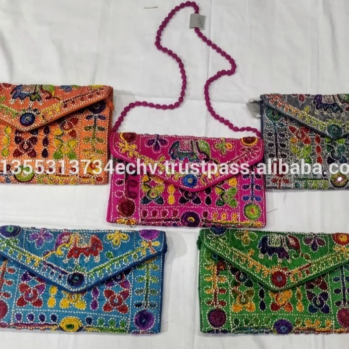 Handmade Embroidery Mirror Work Ethnic Indian Elephant Curio Indian Handbag  Bag For Gift Elegant Style Traditional look bag