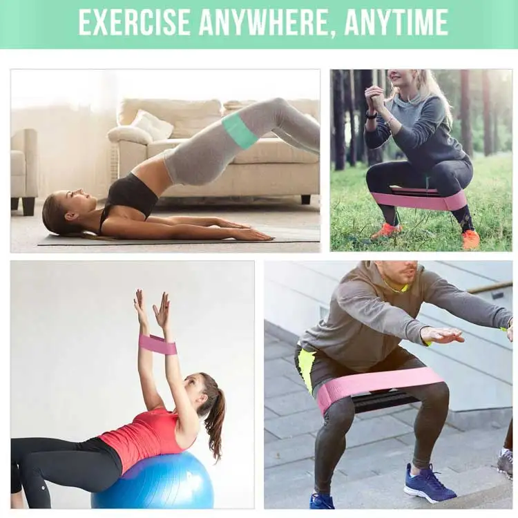 Custom Fabric Private Label Polyester Cotton Hip Booty Resistance Belt Bands with Rubber Logo