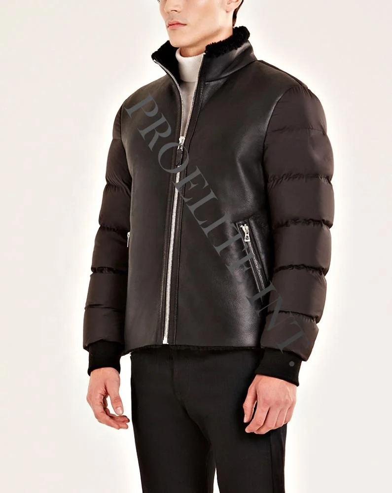 
Custom Puffer Genuine Leather Bomber Jacket 
