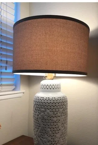 Vintage Textured Linen Lamp Shades Round Drum For Bedroom Living Room