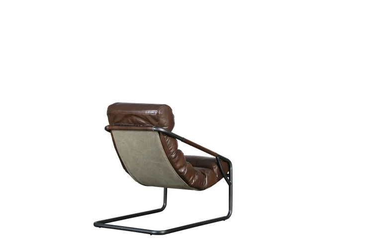 
Vintage Rustic Brown Genuine Leather , Industrial Antique British chaise lounge chair 