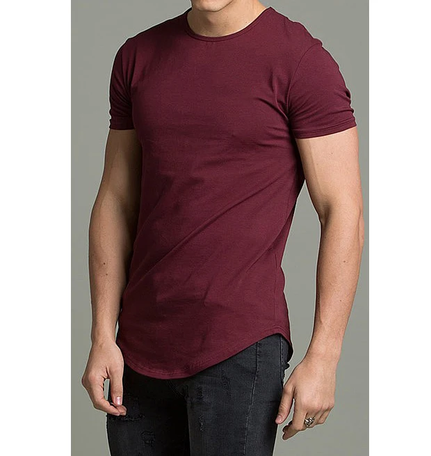 Custom made Plus Size Mens t-shirts Sports Workout longline Round Bottom men T shirt